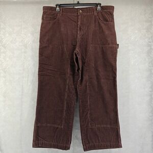 No Boundaries Carpenter Pants Men 40x31 Brown Corduroy Double Knee Utility Baggy
